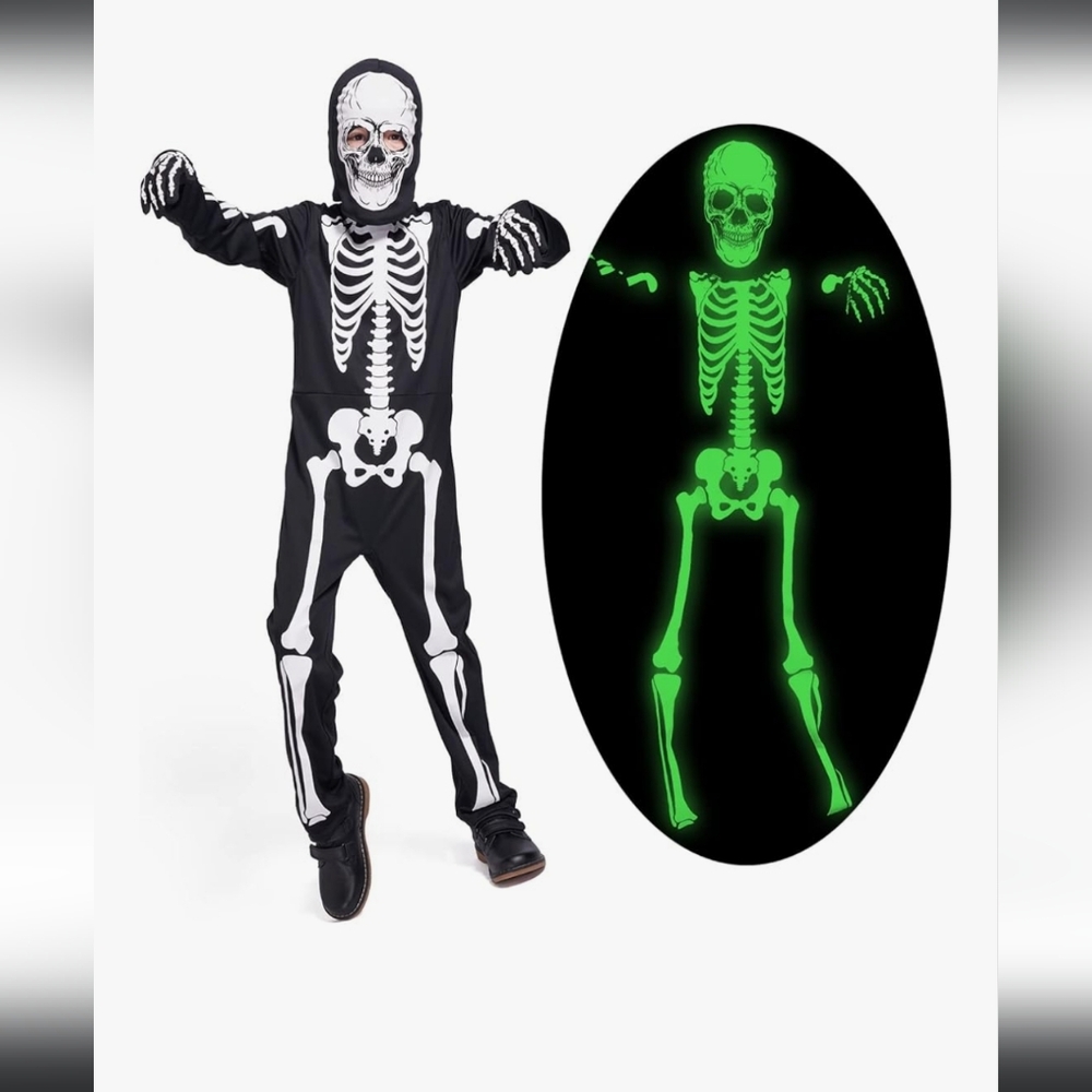 3T-5T Glow Skeleton Costume - Black and White